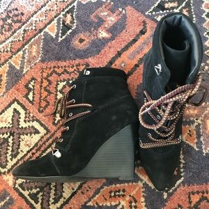 Black wedge ankle boots